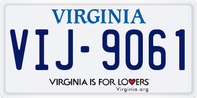 VA license plate VIJ9061