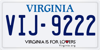 VA license plate VIJ9222