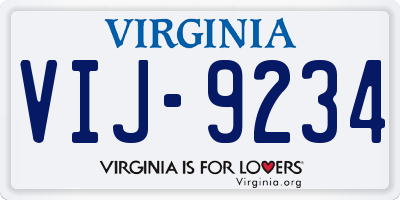 VA license plate VIJ9234