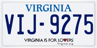 VA license plate VIJ9275