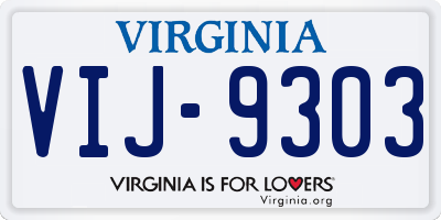 VA license plate VIJ9303