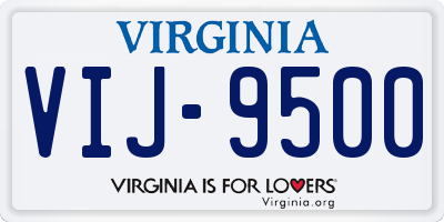 VA license plate VIJ9500