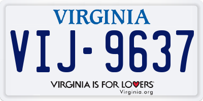 VA license plate VIJ9637