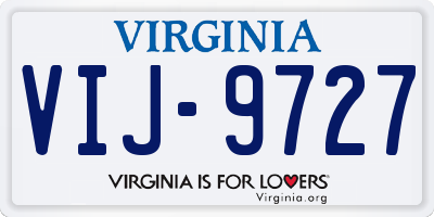 VA license plate VIJ9727