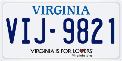 VA license plate VIJ9821