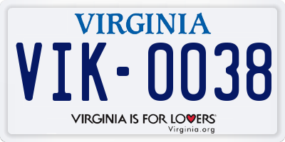 VA license plate VIK0038