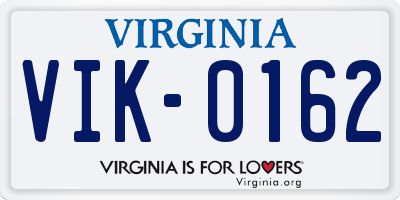 VA license plate VIK0162