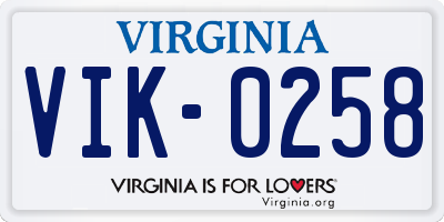 VA license plate VIK0258
