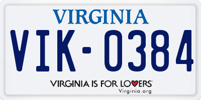 VA license plate VIK0384