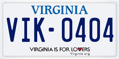 VA license plate VIK0404