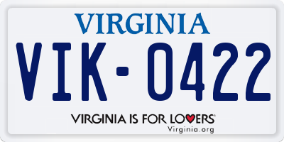 VA license plate VIK0422