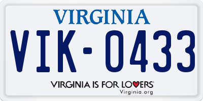 VA license plate VIK0433