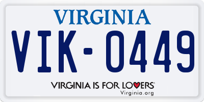 VA license plate VIK0449
