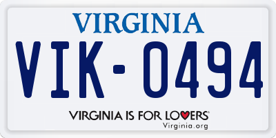 VA license plate VIK0494