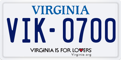 VA license plate VIK0700