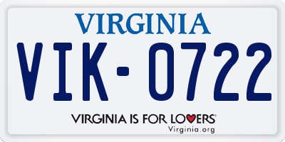 VA license plate VIK0722