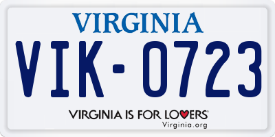 VA license plate VIK0723