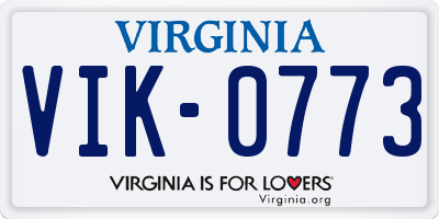 VA license plate VIK0773