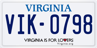 VA license plate VIK0798
