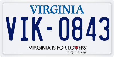VA license plate VIK0843