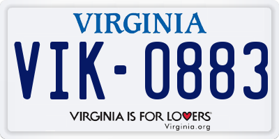 VA license plate VIK0883