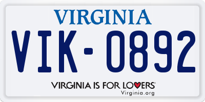 VA license plate VIK0892