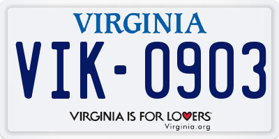VA license plate VIK0903