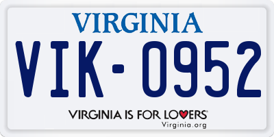VA license plate VIK0952