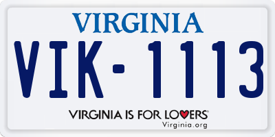 VA license plate VIK1113