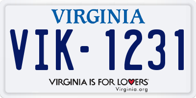 VA license plate VIK1231
