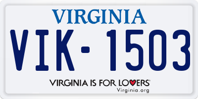 VA license plate VIK1503
