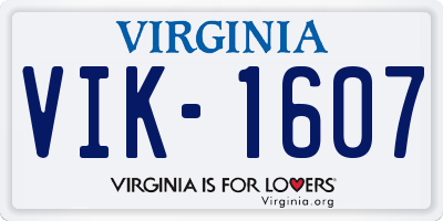 VA license plate VIK1607