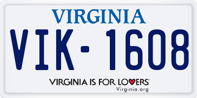 VA license plate VIK1608