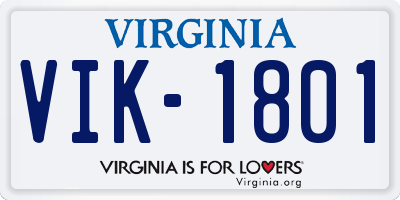 VA license plate VIK1801