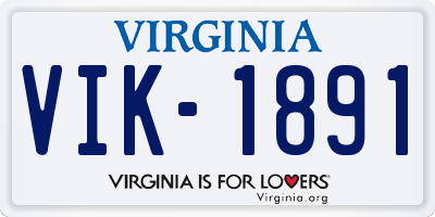 VA license plate VIK1891