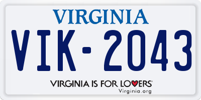 VA license plate VIK2043