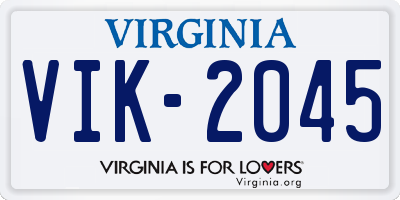 VA license plate VIK2045