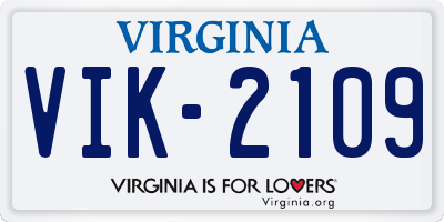 VA license plate VIK2109