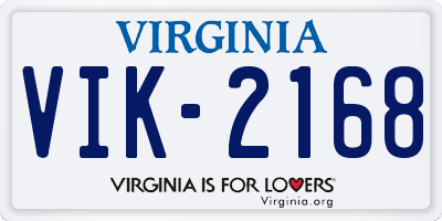 VA license plate VIK2168