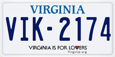 VA license plate VIK2174