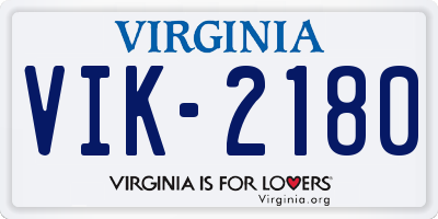 VA license plate VIK2180
