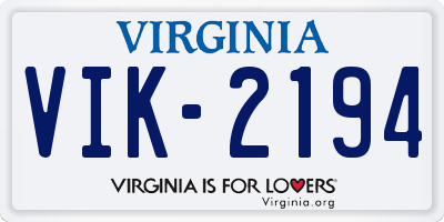 VA license plate VIK2194