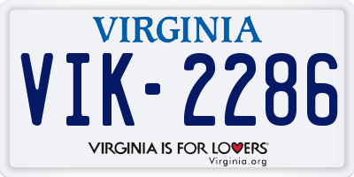 VA license plate VIK2286