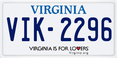 VA license plate VIK2296