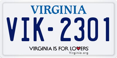 VA license plate VIK2301