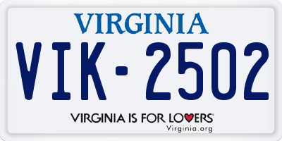 VA license plate VIK2502