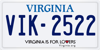 VA license plate VIK2522
