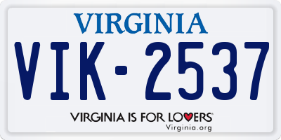 VA license plate VIK2537