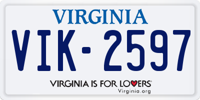 VA license plate VIK2597