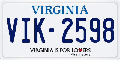 VA license plate VIK2598